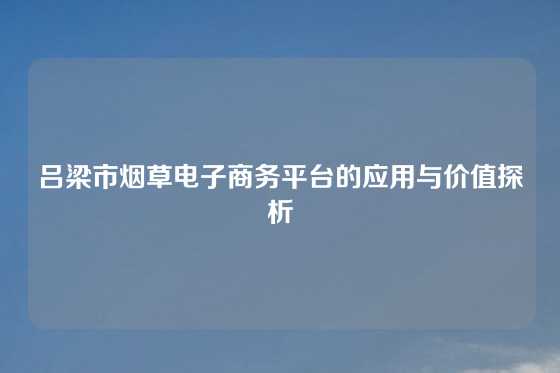 吕梁市烟草电子商务平台的应用与价值探析