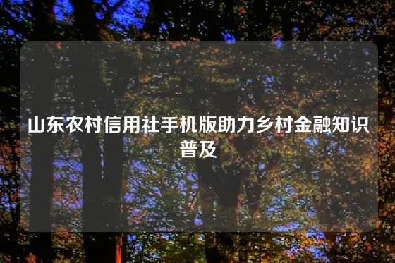 山东农村信用社手机版助力乡村金融知识普及