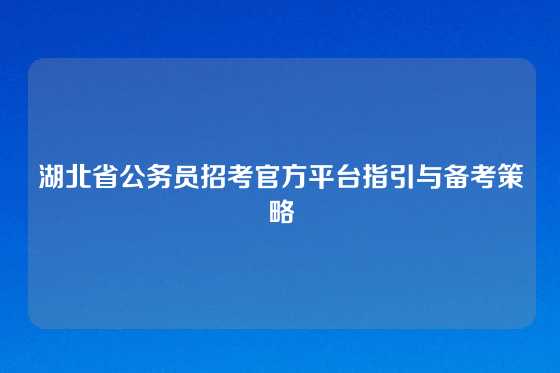 湖北省公务员招考官方平台指引与备考策略