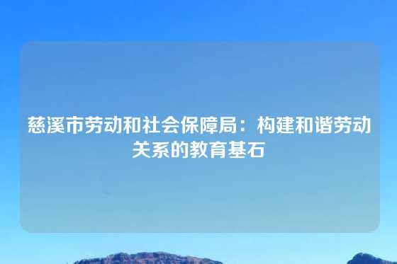 慈溪市劳动和社会保障局：构建和谐劳动关系的教育基石