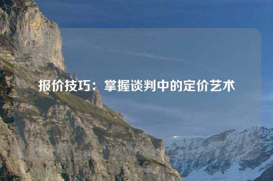 报价技巧：掌握谈判中的定价艺术